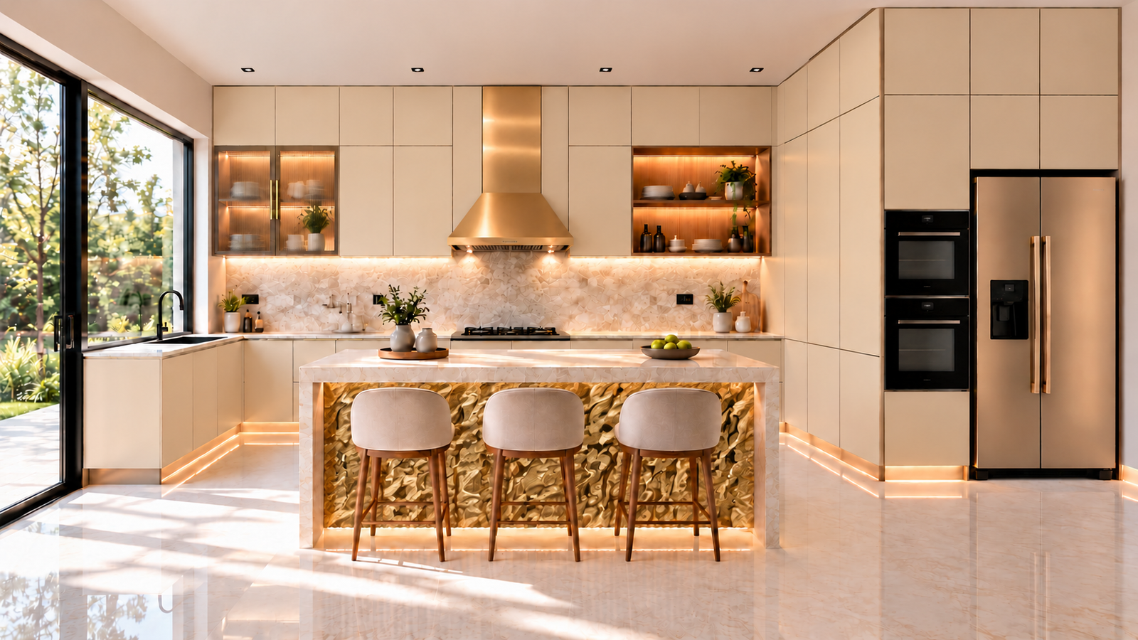 Finished kitchen in taupe greige